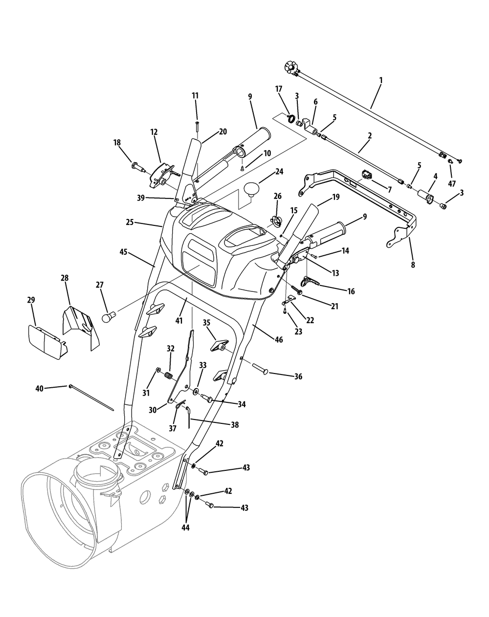 Handle Panel Diagram and Parts List for 2X728TDE (31AH74TT710-31AH74TT756)(2013) Cub Cadet Snow Blower